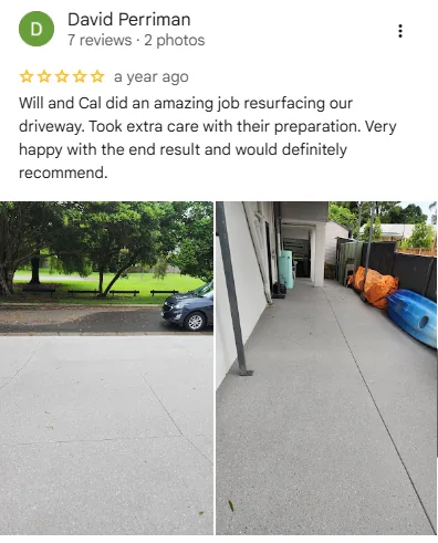 Original five-star Google review screenshot from David Perriman with driveway resurfacing feedback